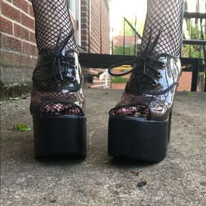 Open Toed Chunky Clear Platform Heels